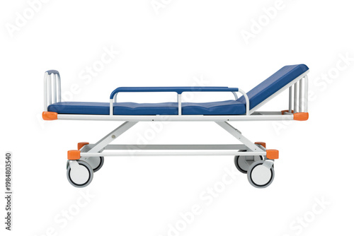 Modern Hospital Bed on White Background