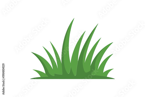 A simple illustration depicts a cluster of vibrant green grass blades growing together