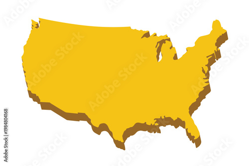 A vibrant yellow illustration depicts the contiguous united states of america