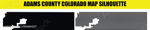 Adams county colorado map silhouette set including solid shape and dotted pattern graphic in high resolution vector.