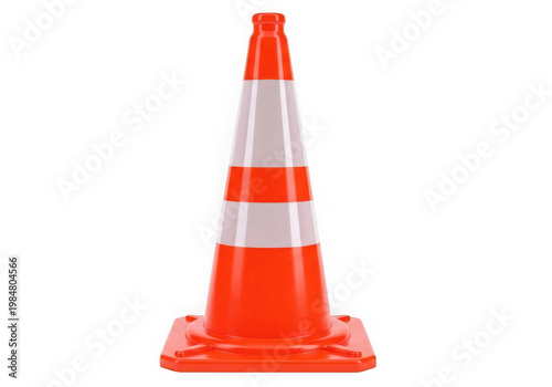 Orange traffic cone isolated on transparent background