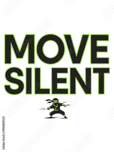 Ninja, stealthy character, Move Silent, green ninja, vector illustration