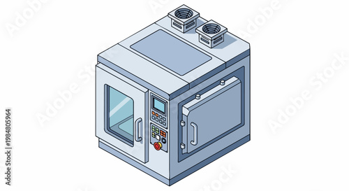 Isometric Industrial Laboratory Oven and Professional Kitchen Equipment Vector Illustration