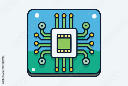 Vector illustration of a computer chip on a light background