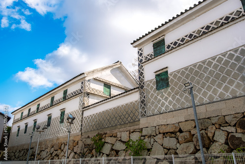 岡山県 岡山城址に建つ美しい白壁と立派な石垣の二の丸内屋敷 対面所郭