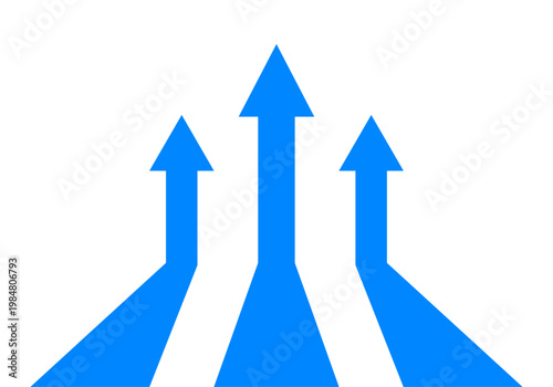 Blue arrow sign upward direction concept of stock market business growth, financial profit, economic growth, increase profit. Business grow up arrow icon modern graph chart. Vector illustration.