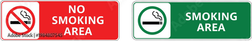 No smoking area and smoking area signs with cigarette symbols vector