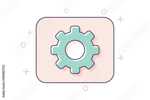 Vector gear icon with simple design and clean shapes