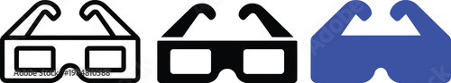 Three distinct styles of 3d glasses presented side by side for comparison