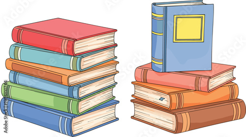 Illustration of Stacked Colorful Books for Education, Library, and Reading Designs