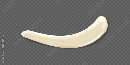 Realistic mayo smear. Mayonnaise white cream sauce smudge with wavy liquid texture and milk flow. Top view dressing spread for cooking posters, seasoning design and realistic dairy food backgrounds.