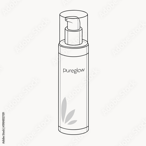 A bottle of pureglow lotion with a pump dispenser