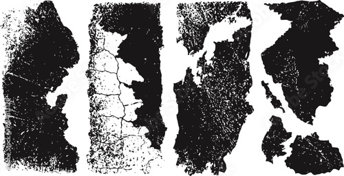 Grunge distressed texture set with cracks, peeling, damaged and weathered surface effects