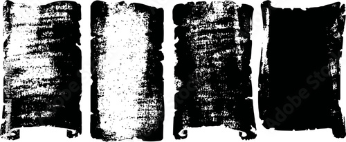 grunge black and white brush strokes abstract textured vertical banners with rough uneven edges and distressed
