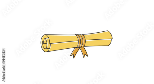 A rolled up parchment scroll tied with a ribbon represents achievement and recognition symbolizing diplomas awards and formal documentation for educational or celebratory purposes offering a
