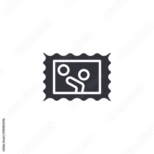 Collecting hobby icon featuring a stamp, symbolizing philately, historical interest, collecting rare items, and hobbyist preservation activities.