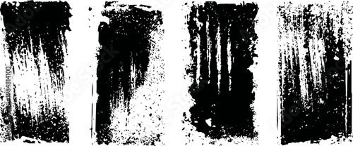 Grunge textured brush strokes set in black and white with distressed paint splatter and rough edges