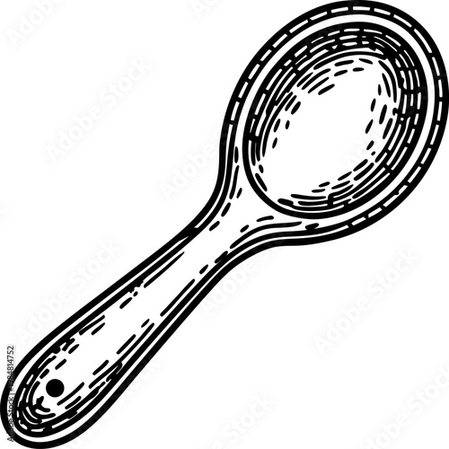Hand drawn wooden spoon illustration vintage kitchen utensil cooking tool in sketch