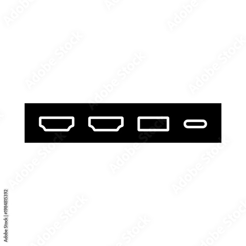 USB C and HDMI ports on a black background