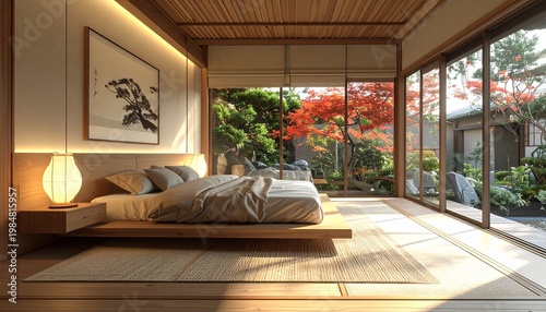 Zen Bedroom Retreat - A Serene Space with Garden Views.