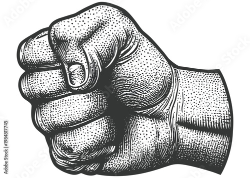 Clenched fist in a powerful gesture of strength and resistance