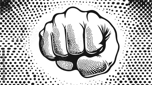 Fist clenched in a powerful gesture of strength and solidarity vector graphic illustration