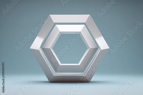 Geometric Pentagon Polygon render matted white style