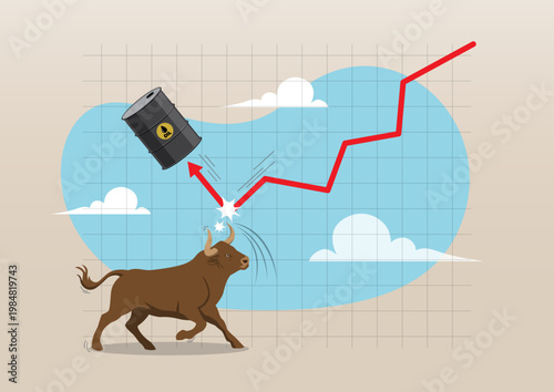 Oil Price Surge Concept – Bull Market Impact on Energy Sector Vector Illustration