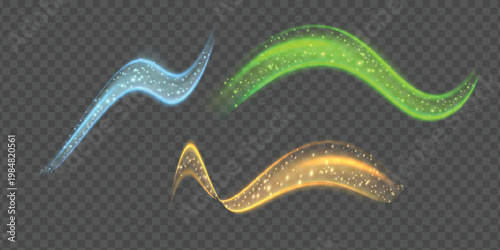 Luminous swirling light effects creating an abstract vortex and a dynamic energy flow