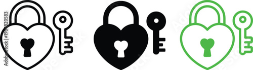 Three stylized heart-shaped locks with keys representing security and access control