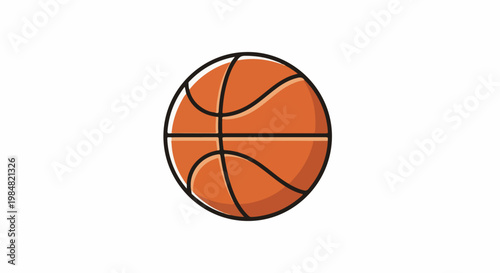 A simple orange basketball with black lines on a white background