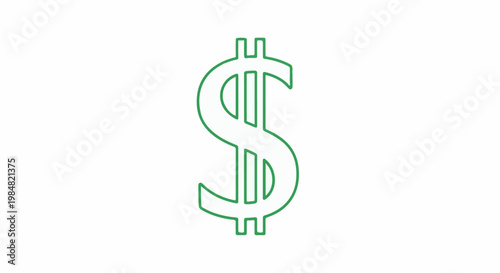 A simple outline of a dollar sign in green on a white background