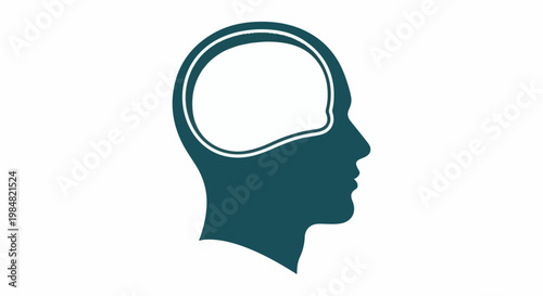 A teal silhouette of a human head with an open brain cavity