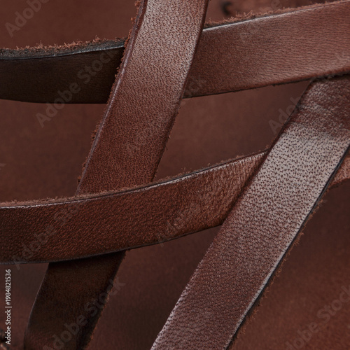 Dark Brown Leather Sandals Cross Straps