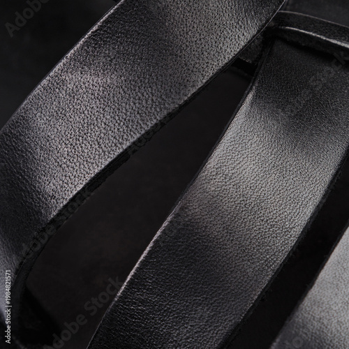 Black Leather Sandals Strap Texture