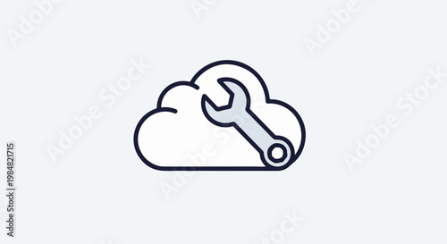 Cloud icon with a wrench symbolizing service or maintenance