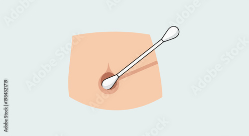 Cotton swab cleaning navel cavity