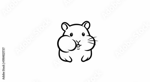 Cute cartoon hamster with full cheeks and tiny paws