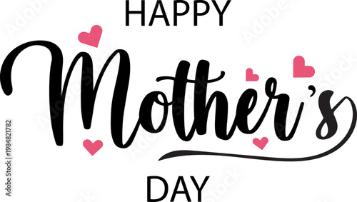 Wallpaper Mural Happy Mothers Day Typography with Heart Illustration, Happy Mothers Day lettering . Handmade calligraphy vector illustration. Mother's day card Torontodigital.ca