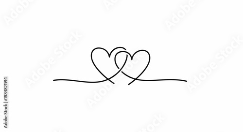 Intertwined hearts formed from a single flowing line, symbolizing unity and connection