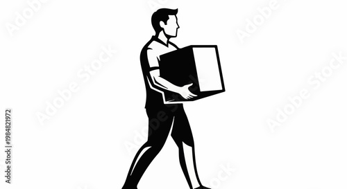 Man walking carrying a large box