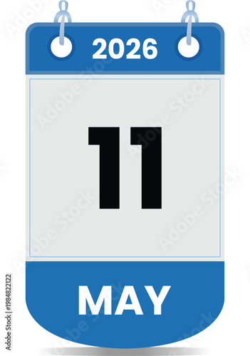 11 May 2026 Date Calendar Illustration Minimal Blue Planner Icon Event Reminder Daily Schedule Time Concept Organizer Productivity Clean Design Modern Template Appointment Planning Tool