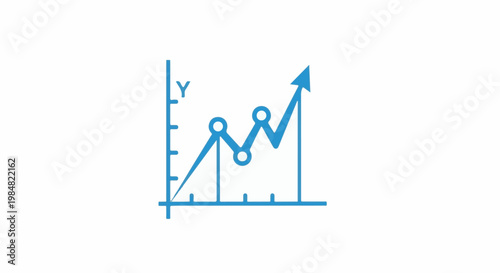 Blue line graph with an upward trend and data points