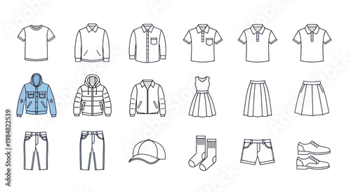 Set of clothing icons for men and women.