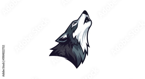 Howling wolf mascot logo vector illustration isolated on white