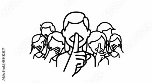 Group of people with fingers to lips, indicating silence or secrecy