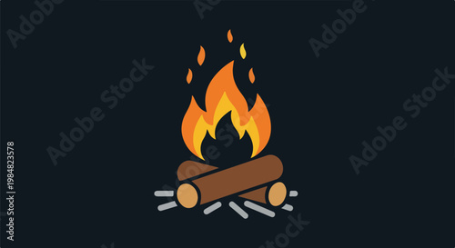 Simple illustration of a campfire with logs and flames