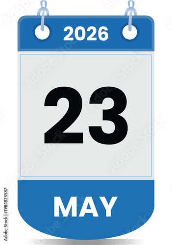 23 May 2026 Date Calendar Illustration Minimal Blue Planner Icon Event Reminder Daily Schedule Time Concept Organizer Productivity Clean Design Modern Template Appointment Planning Tool