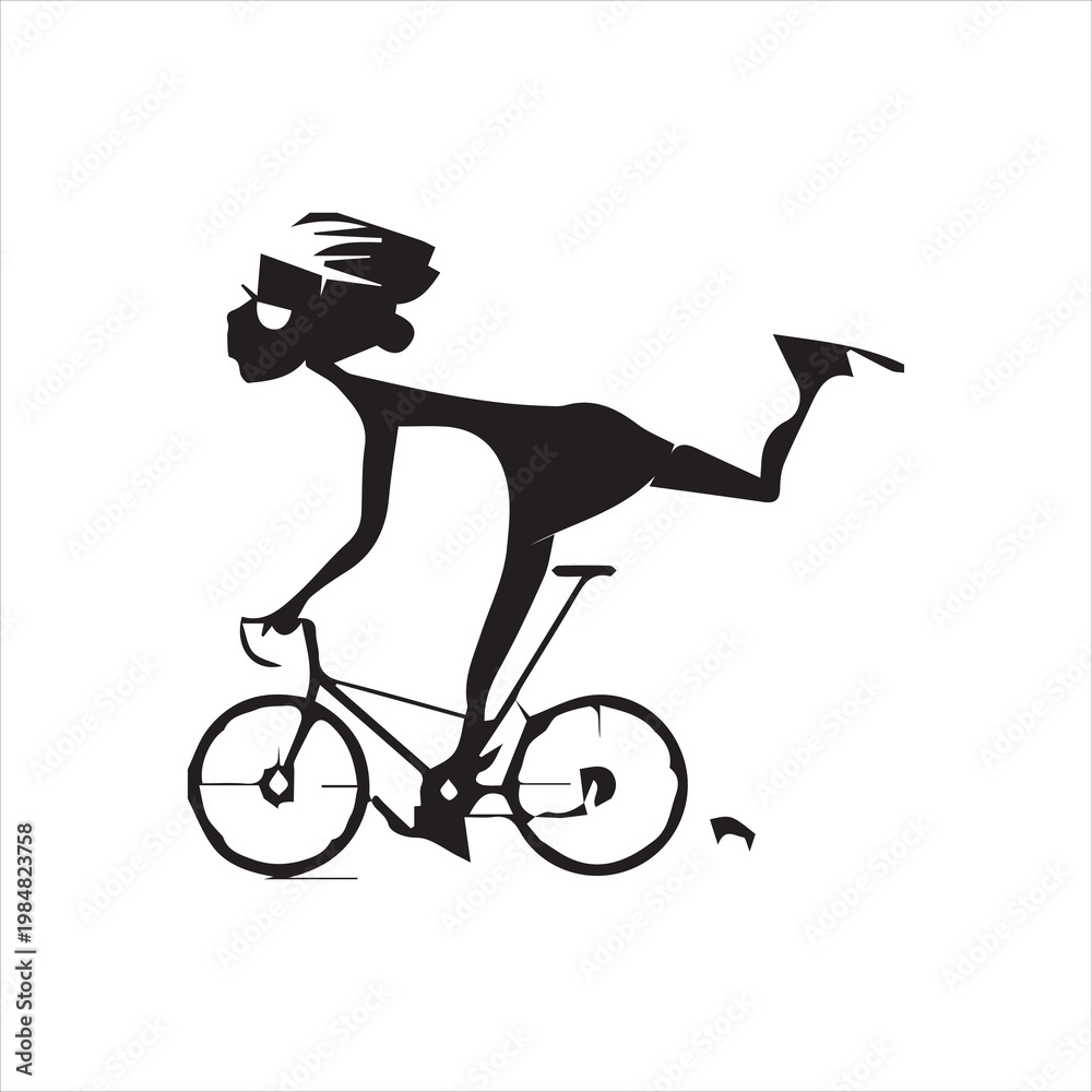 Fototapeta premium Cycling young woman rides a bike Vector Image