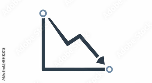 Simple line graph showing a sharp downward trend with an arrow